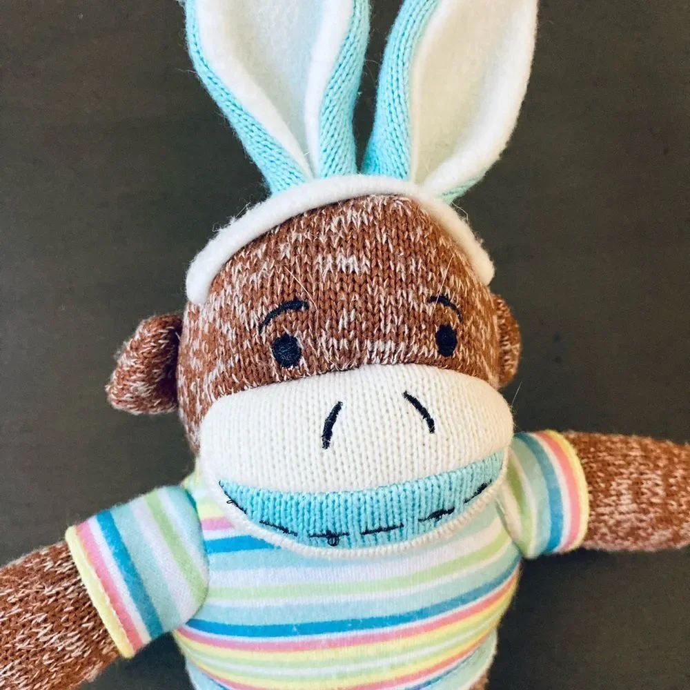 Sock Monkey Easter Plush Stuffed Animal Toy